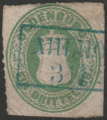 Oldenburg 1862 Sc 16 used Ahlhorn cancel small thin