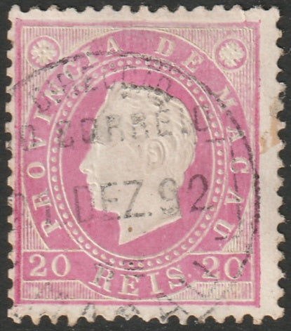 Macao 1888 Sc 37 used tiny edge thin