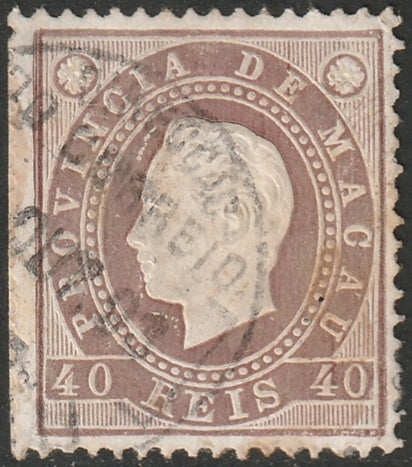 Macao 1888 Sc 39a used paper adhesion