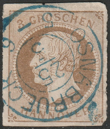 Hanover 1864 Sc 29 used Osnabrueck cancel small tear/thin