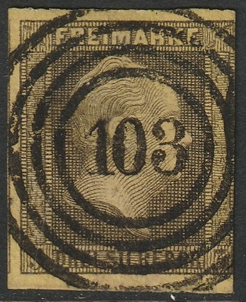 Prussia 1850 Sc 5 used "103" (Berlin) ring cancel