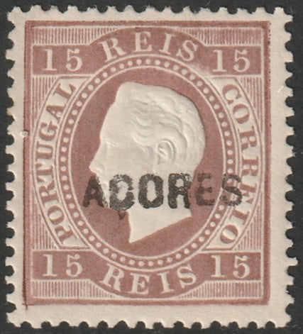 Azores 1875 Sc 33 MLH* overprint type B