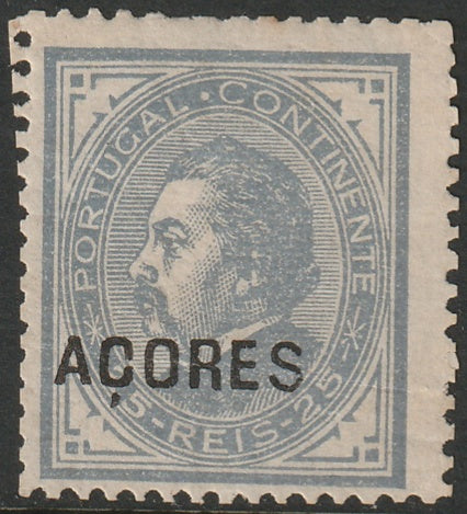 Azores 1880 Sc 38 MH* partial gum overprint type C large crease