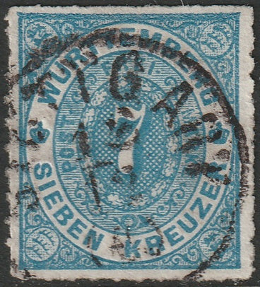 Wurttemberg 1869 Sc 50 used Stuttgart cancel