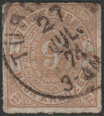 Wurttemberg 1873 Sc 51 used Tubingen cancel