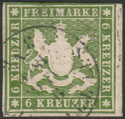 Wurttemberg 1860 Sc 16 used Stettin cancel thin