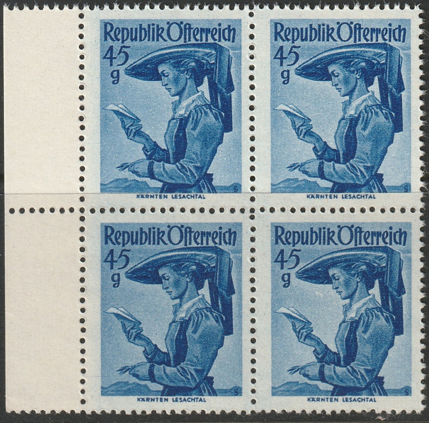 Austria 1948 Sc 530 margin block MNH**