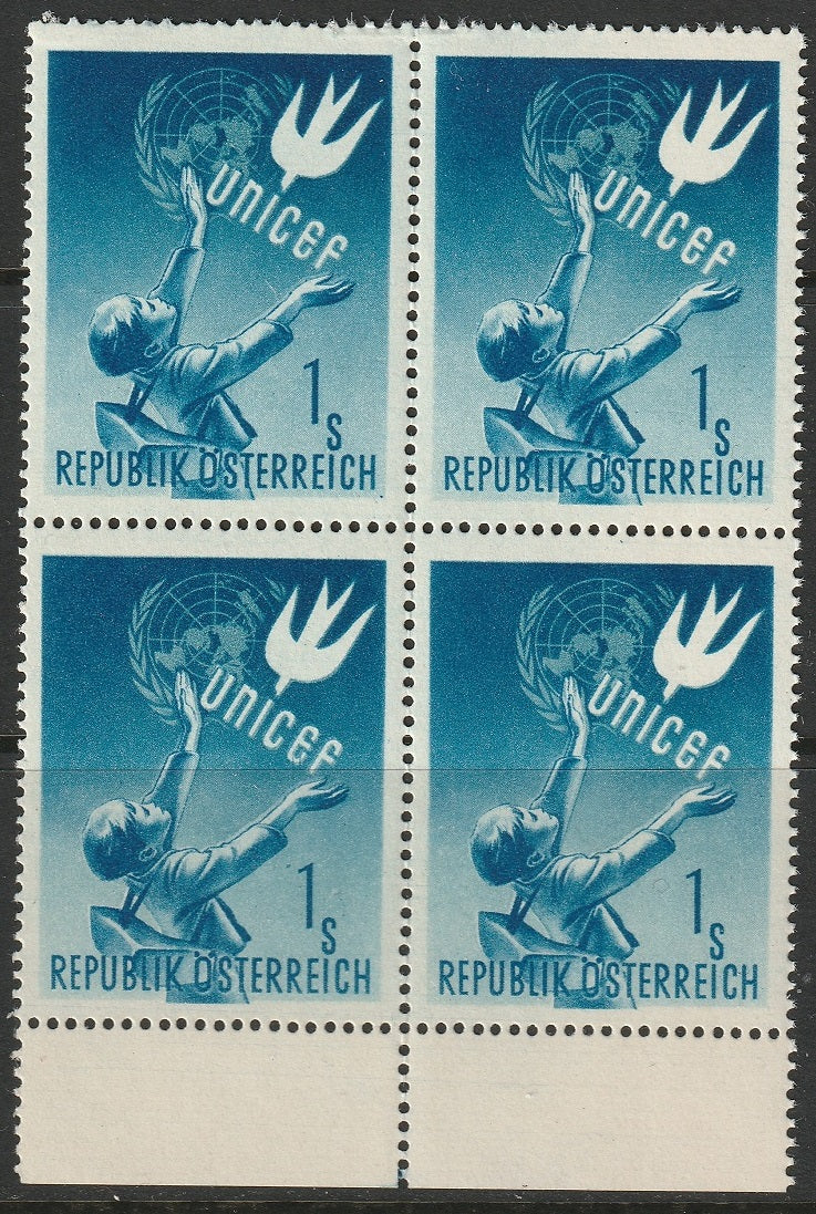 Austria 1949 Sc 559 margin block MNH**