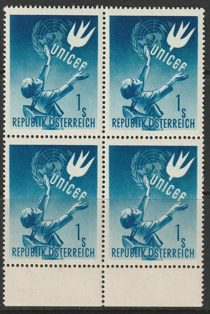 Austria 1949 Sc 559 margin block MNH**