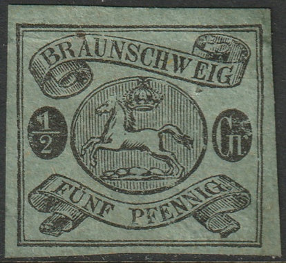 Brunswick 1863 Sc 6a MH* disturbed gum thin paper