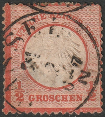 Germany 1872 Sc 3 used faulty large thin