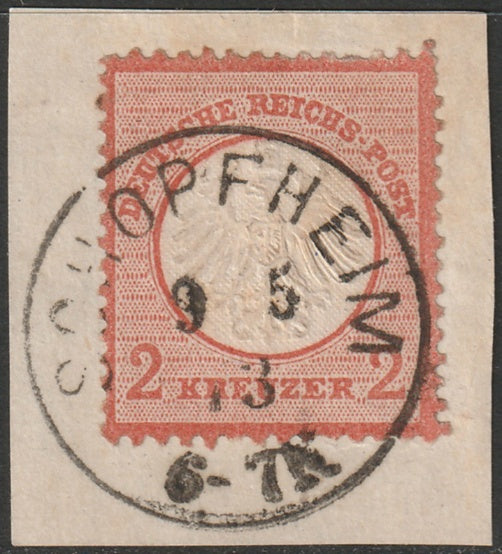 Germany 1872 Sc 8a used Schopfheim cancel signed Pfenninger on piece