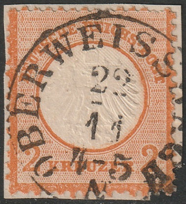 Germany 1872 Sc 8 used Oberweiss cancel on piece