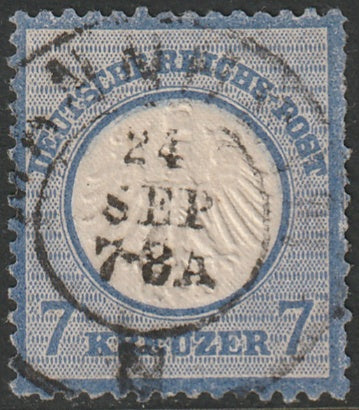 Germany 1872 Sc 10 used Mannheim cancel tiny thin