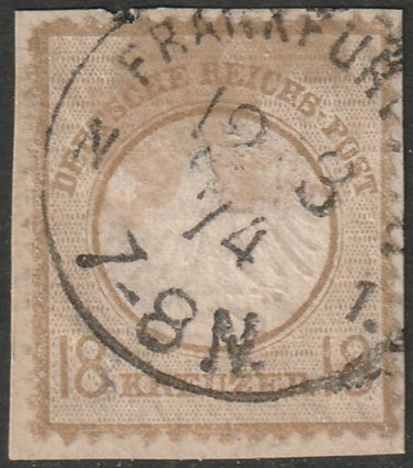 Germany 1872 Sc 11 used Frankfurt cancel on piece
