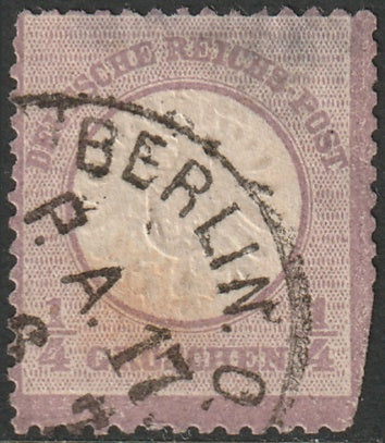 Germany 1872 Sc 14 used faulty Berlin cancel large thins clipped corner