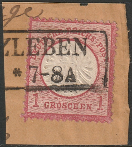 Germany 1872 Sc 17 used Wanzleben box cancel on piece