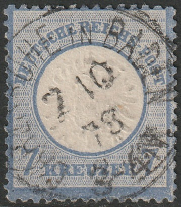 Germany 1872 Sc 24 used Carlsruhe im Baden cancel left side thin