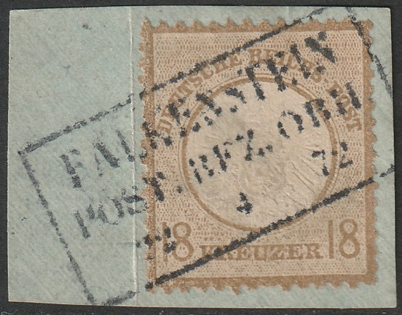 Germany 1872 Sc 26 used Falkenstein cancel on piece with APS certificate