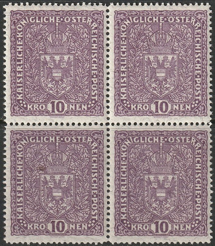 Austria 1919 Sc 175 block MNH** granite paper type II