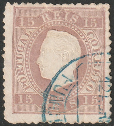 Portugal 1875 Sc 38c used Funchal cancel perf 12.5 small thins