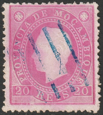 Portugal 1884 Sc 40 used blue line cancel perf 12.5