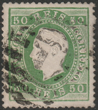 Portugal 1870 Sc 42a used "1" (Lisboa) cancel embossing separation perf 13.5