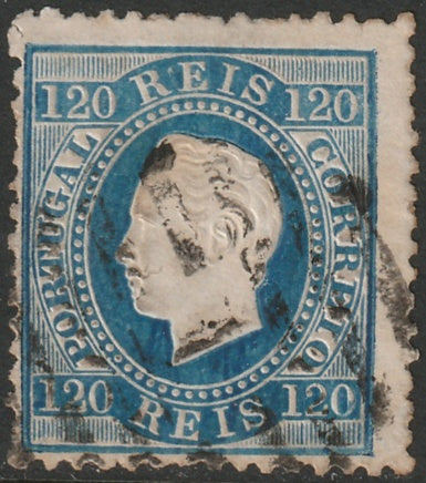 Portugal 1871 Sc 46 used perf 12.5 damaged perfs