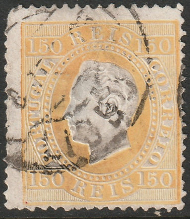 Portugal 1880 Sc 48c used Lisboa cancel large thin perf 13.5 enamel paper