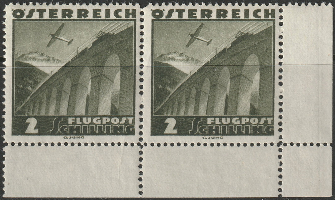 Austria 1935 Sc C43 air post corner pair MNH**