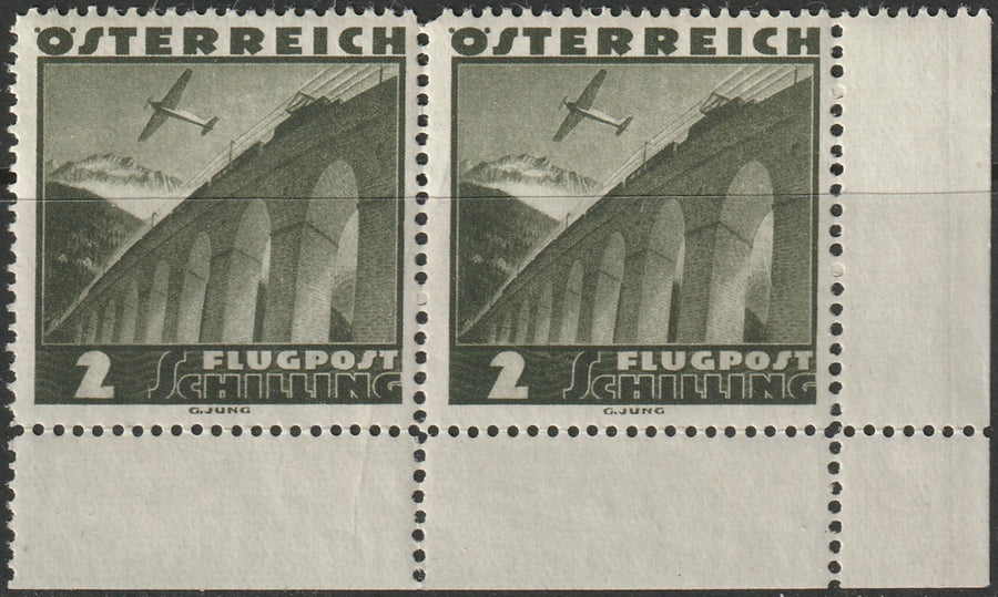 Austria 1935 Sc C43 air post corner pair MNH**