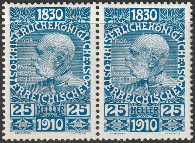 Austria 1910 Sc 136 pair MNH**