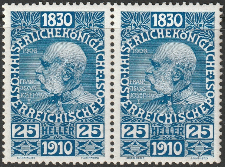Austria 1910 Sc 136 pair MNH**