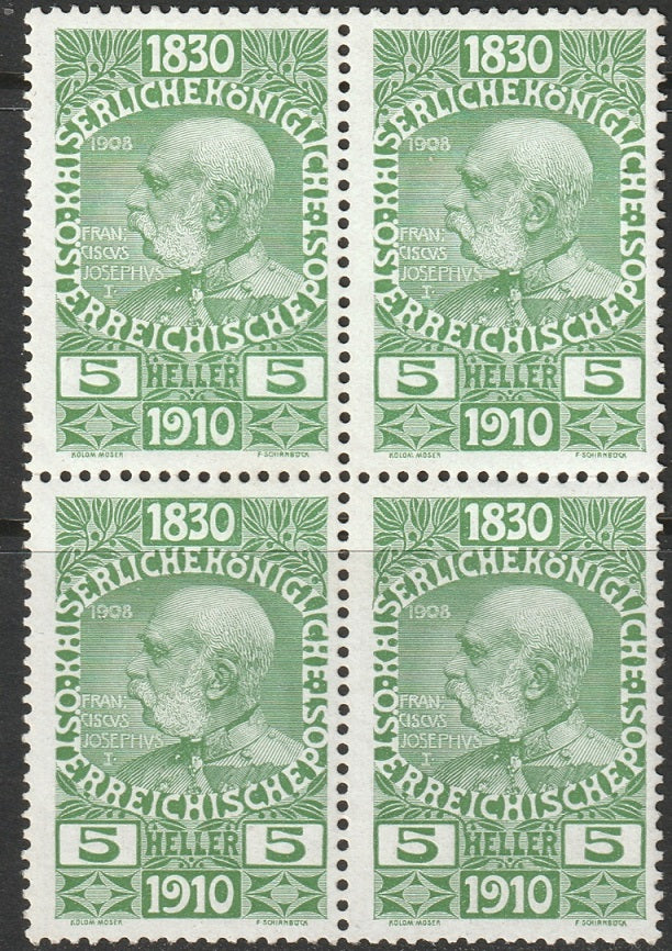 Austria 1910 Sc 131 block MNH**