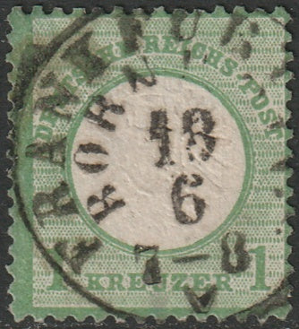 Germany 1872 Sc 21a used Frankfurt cancel small UL corner thin