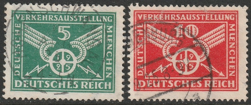 Germany 1924 Sc 345-6 set used sideways watermark