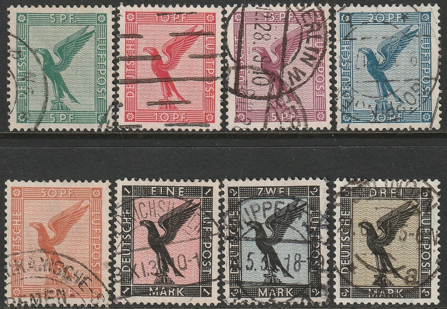 Germany 1926 Sc C27-34 air post set used signed high value