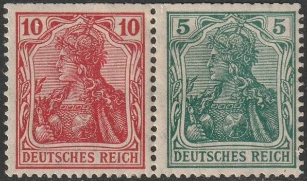 Germany 1919 Mi W8 se-tenant MH* disturbed gum