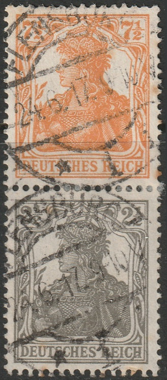 Germany 1916 Mi S13a se-tenant used Flensburg cancel