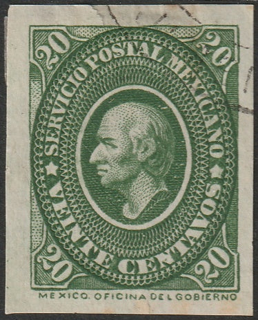 Mexico 1884 Sc 158b imperf single used