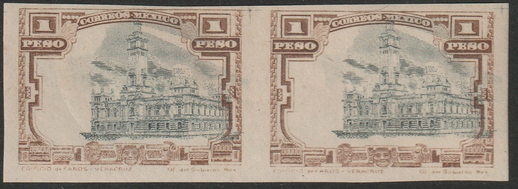 Mexico 1915 Sc 513 var imperf pair MLH* shifted centre