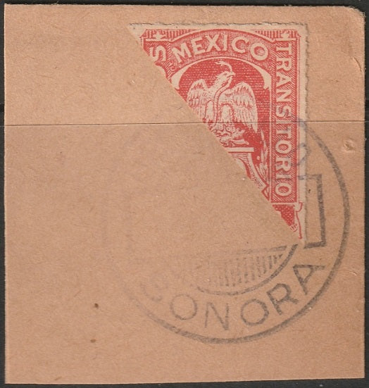 Mexico 1914 Sc 358 bisect used on piece Hermosillo (Sonora) cancel