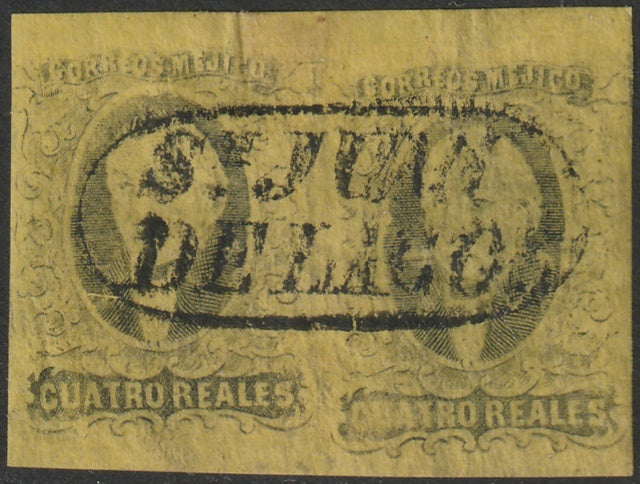 Mexico 1861 Sc 9b pair used San Juan de Lagos (Jalisco) cancel no overprint