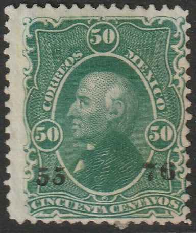 Mexico 1876 Sc 110 MNG(*) "55 76 (Tepic)" overprint no district name