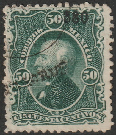 Mexico 1880 Sc 110 used "Veracruz 3 80" overprint