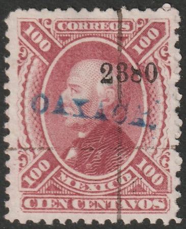 Mexico 1880 Sc 111 used "Oaxaca 23 80" overprint pen cancel