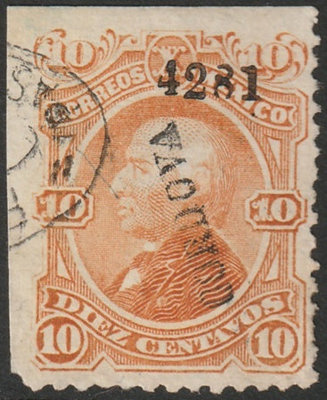 Mexico 1881 Sc 119 corner single used "Cordova 42 81" overprint