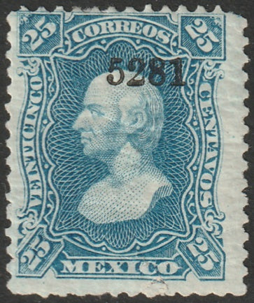 Mexico 1881 Sc 120 MLH* "52 81 (Aguascalientes) overprint crease