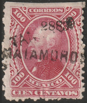 Mexico 1883 Sc 122 var used "Matamoros 28 83" doubled overprint