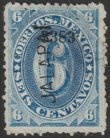 Mexico 1883 Sc 148 used "Jalapa 33 83" overprint